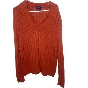 Vintage Pendleton Sweater Womens XL Petite Orange Open Knit Long Sleeves Pullove